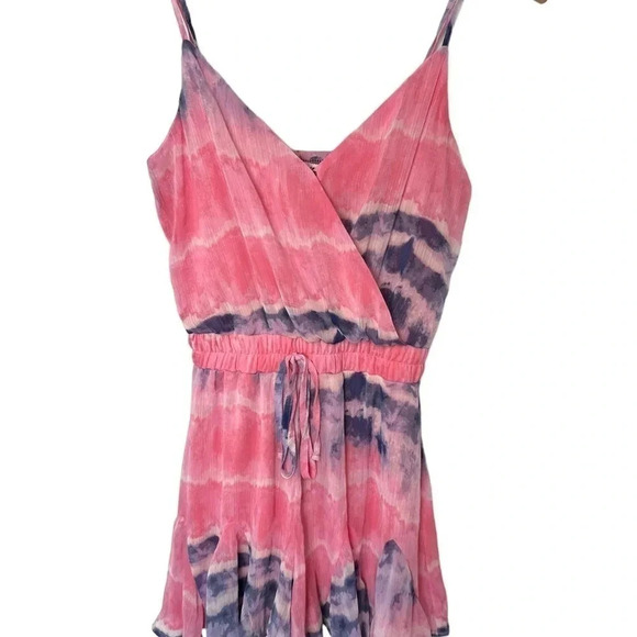 Miami XXS‎ pink blue + white pastel tie dye romper - Picture 3 of 6